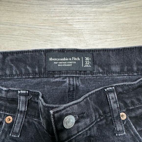 Abercrombie & Fitch Vintage Stretch 90s Straight Jean Mens Size 36x32 Black - Picture 4 of 5